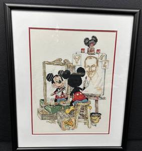 lot 30 image: Framed Mickey Mouse Tribute Cross Stitch Artwork