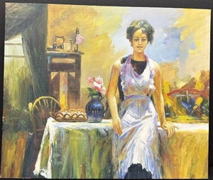 lot 42 image: Original Oil Painting on Canvas Portrait After Pino Daeni