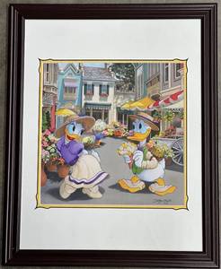 lot 78A image: Doug Bolly Disney Print with Daisy and Donald Duck, Framed