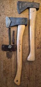 lot 81 image: Vintage Hand Forged Axe and Broad Hatchet