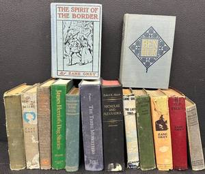 lot 85 image: Antique and Vintage Classic Book Collection Including Zane Grey, Dumas, Ivanhoe, Ben-Hur - Collection of 14