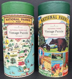 lot 95 image: Set of 2 Cavallini & Co. 1000 Piece National Parks Vintage Puzzles in Tubes