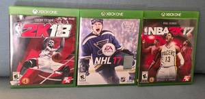 lot 99 image: Set of 3 Xbox One Games NBA 2K18 Legend Edition, NBA 2K17, NHL 17