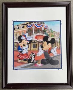 lot 100A image: Doug Bolly Framed Disney Print Mickey and Minnie Summertime Theme