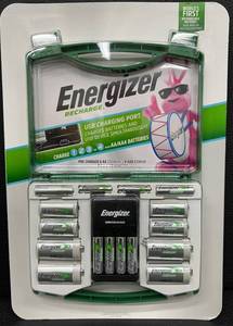 lot 103 image: Energizer Recharge USB Charging Station with 6 AA and 4 AAA Batteries