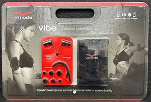 lot 104 image: V-MODA Vibe Premium Noise-Isolating Metal Headphones Flashback (Grey) Chrome-Sealed