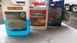 lot 30 image: Lot of 3 Lawn and Garden Chemicals Including Bug Stop, Simple Green, Lawn Weed Killer