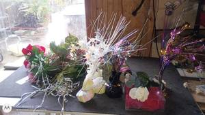 lot 57 image: Assorted Decorative Artificial Floral Arrangements and Centerpieces