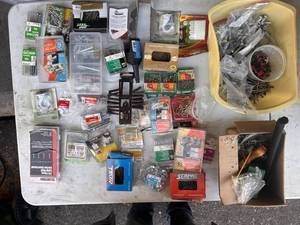 lot 59 image: Large Mixed Lot of Screws, Nails, Hooks, Fasteners and Hardware Assortment