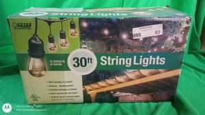lot 83 image: Feit Electric 30ft String Lights with 20 Bulbs and 15 Sockets