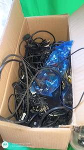 lot 119 image: Box of Assorted Power Cords and Electrical Cables