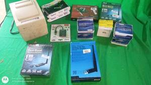 lot 157 image: Lot of Network Adapters, Wireless Dual-Band USB Adapters, Cards and Receipt Printer