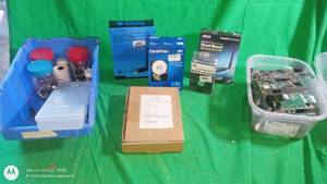 lot 172 image: Lot of Computer Hardware and Electronic Parts including Hard Drive, Adapter, PC Boards, and Components