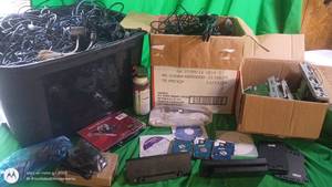 lot 191 image: Lot of Computer Parts, Cables, Hard Drives, and CDs