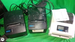 lot 194 image: Lot of SNBC Thermal Printers, AOC Monitor, and Lenovo Docking Station