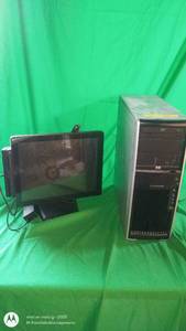 lot 197 image: HP Desktop Computer Tower with Acer Monitor