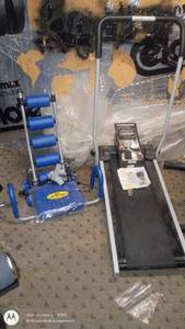 lot 217 image: Ab Rocket Abdominal Trainer, Manual Treadmill, and Exercise Bike Set