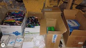 lot 220 image: Bulk Lot of Pens, Notepads, ID Badge Holders, and Office Tags