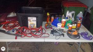 lot 227 image: Automotive Supplies and Maintenance Accessory Lot with Fluids and Cables