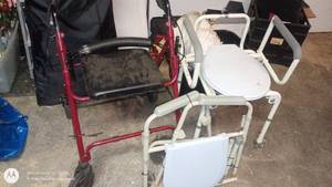 lot 246 image: Medical Walker and Group of Portable Potty Seats