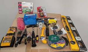 lot 252 image: Collection of Hand Tools, Paint Supplies, Door Locks, and Hardware Accessories