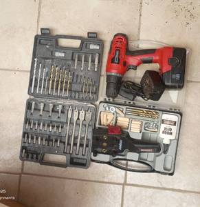 lot 257 image: Cordless Drill with Drill Bit Set, Screwdriver Set, and Accessories