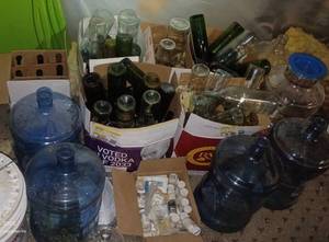 lot 266 image: Collection of Assorted Glass Bottles and Large Water Jugs