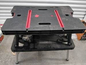lot 1068 image: Plastic Folding Portable Workbench Table with Aluminum Legs