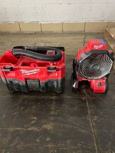 lot 16 image: Milwaukee M18 WetDry Vacuum and M18 Cordless Jobsite Fan Set