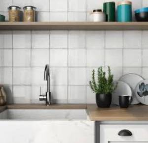 lot 25 image: 76 Square Feet of Roca Olaria White 6x6 Ceramic Wall Tiles