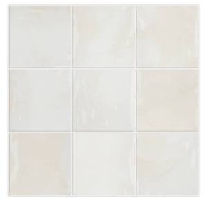 lot 31 image: 50 Square Feet of Aladdin 6x6 Inch White Ceramic Wall Tiles in 4 Boxes