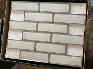 lot 59 image: 4 MSI Ice Beveled Subway Glass Tile Boxes, 10 Pieces per Box