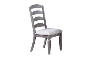 lot 159 image: Ladder Back Dining Chair in Gray Finish Unassembled
