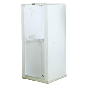 lot 168 image: Lot of 2 Mustee Durastall Free Standing Shower Stalls Model 68 32x32 Standard Base