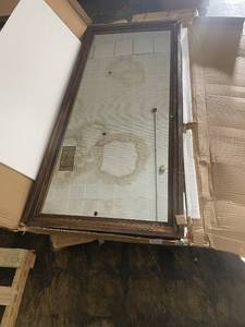 lot 174 image: Framed Full Length Mirror with Wood Trim with Minor Damage