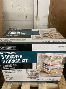 lot 186 image: Everbilt Decorative 5 Drawer Storage Kit White
