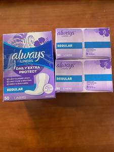 lot 306 image: Lot of 2 Always Liners Daily Unscented 50 Count Each