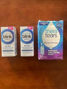 lot 333 image: Lot of 3 Lubricating Eye Drops Blink GelTears and TheraTears