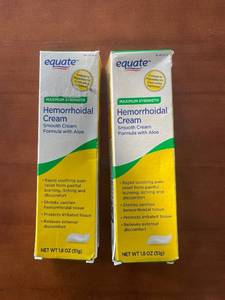 lot 335 image: 2 Boxes Equate Maximum Strength Hemorrhoidal Cream with Aloe 1.8 oz Each