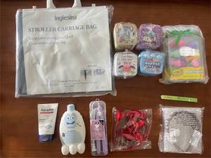 lot 350 image: Assorted Baby and Kids Care Lot with Stroller Bag and Bath Accessories
