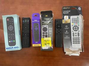 lot 353 image: Lot of 6 TV and Streaming Universal Remotes with Packaging