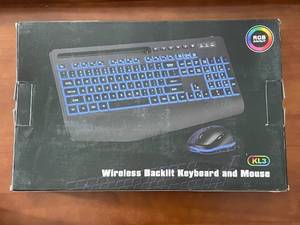 lot 385 image: Wireless Backlit Keyboard and Mouse KL3 RGB