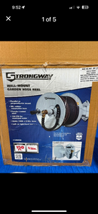 lot 34 image: Strongway Wall-Mount Hose Reel, Holds 58in. x 150ft. Hose, 150 PSI, 6ft. Lead, $189 Retail