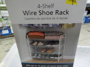 lot 161 image: Mainstays 4 shelf Wire Shoe Rack an...