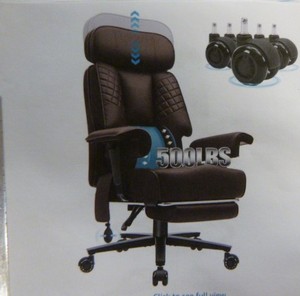 lot 22 image: Hoffree Reclining Desk Chair (Brown)