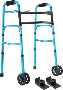 lot 48 image: Rirsye Wide Folding Walker for Heavy Adults (Blue)