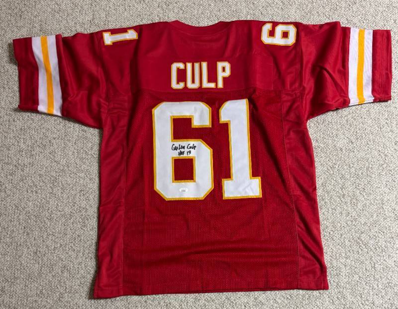 lot 11A image: Curly Culp Chiefs Signed Custom NFL Jersey Inscribed HOF 13 XL (JSA)