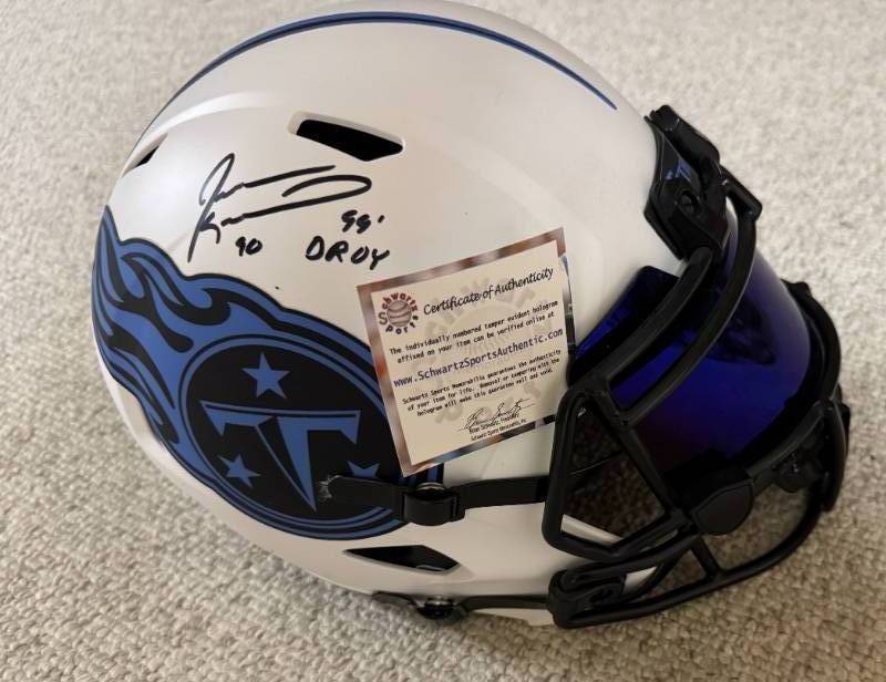 lot 5 image: Jevon Kearse Titans Signed NFL Full Size Helmet Inscribed 99 OROY (Schwartz Sports Authentic)