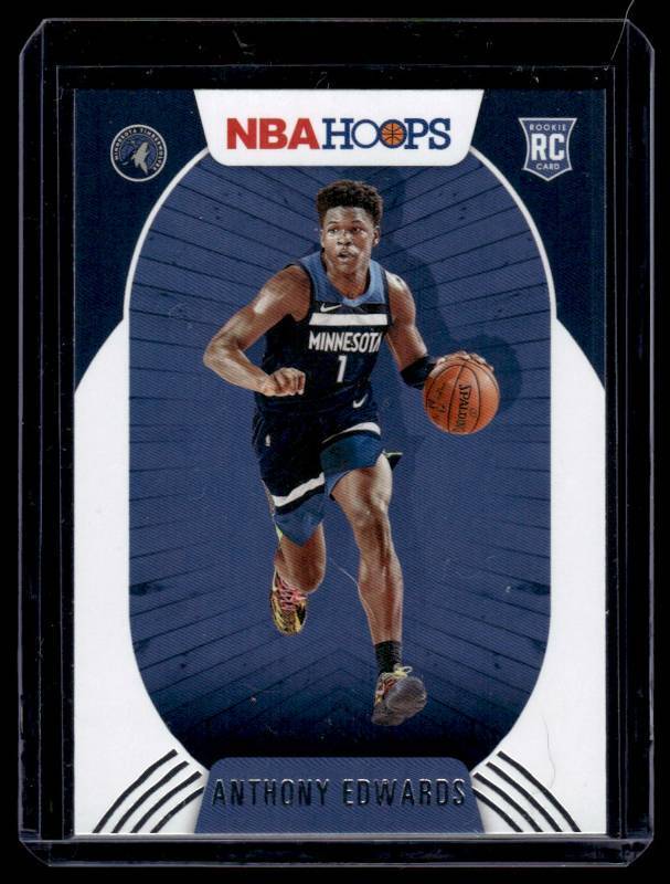 lot 179 image: Anthony Edwards RC  2020 Hoops #216 Minnesota Timberwolves Basketball Card