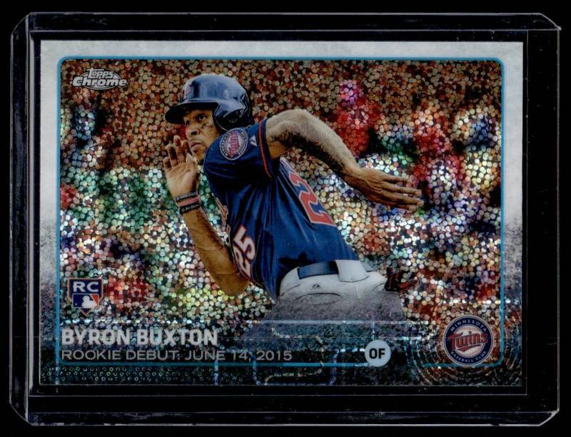lot 183 image: Byron Buxton Pulsar Refractor RC  2015 Topps Chrome #14 Minnesota Twins Baseball Card